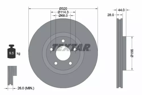 1x TEXTAR 92222003 Brake Disc