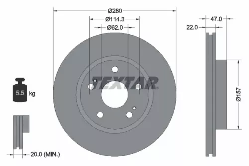 TEXTAR TEXTAR (92222100) 1x  TEXTAR Brake Disc 
