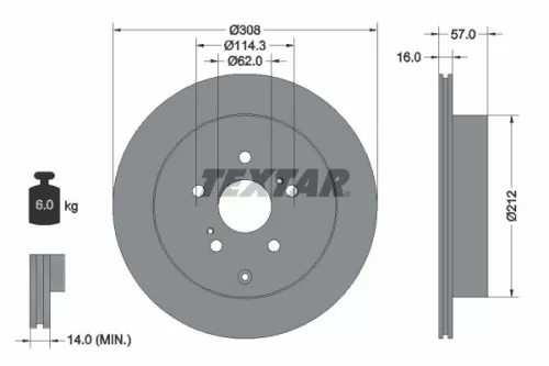 1x TEXTAR 92222200 Brake Disc