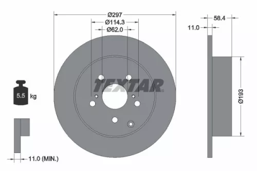 TEXTAR TEXTAR (92222500) 1x TEXTAR 92222500 Brake Disc 