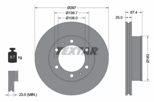1x TEXTAR 92222600 Brake Disc