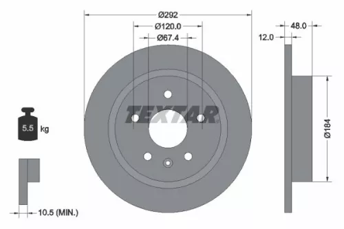 1x  TEXTAR Brake Disc