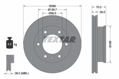 1x  TEXTAR Brake Disc