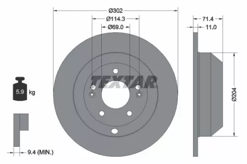 1x  TEXTAR Brake Disc