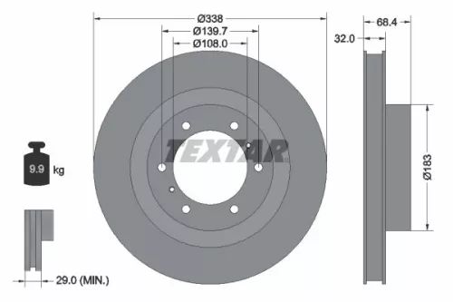 TEXTAR TEXTAR 92223903 1x TEXTAR 92223903 Brake Disc 