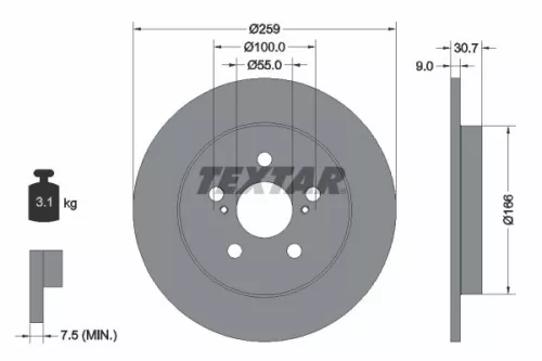 TEXTAR TEXTAR (92224003) 1x  TEXTAR Brake Disc 