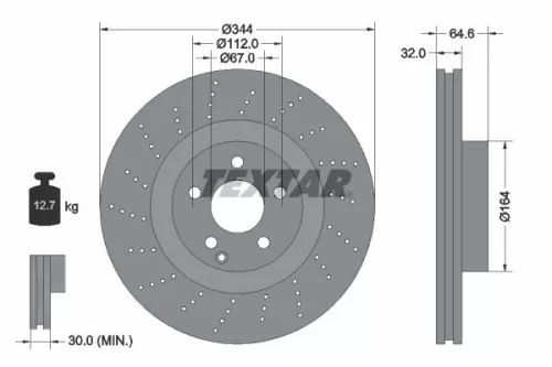 1x TEXTAR 92224605 Brake Disc