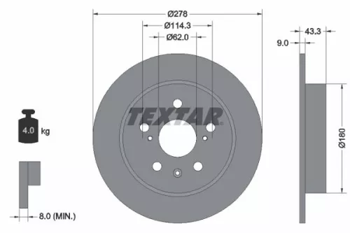 1x  TEXTAR Brake Disc