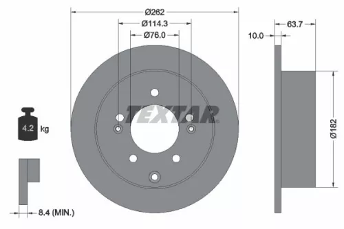 1x TEXTAR 92226003 Brake Disc