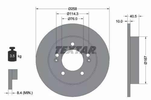1x TEXTAR 92226103 Brake Disc