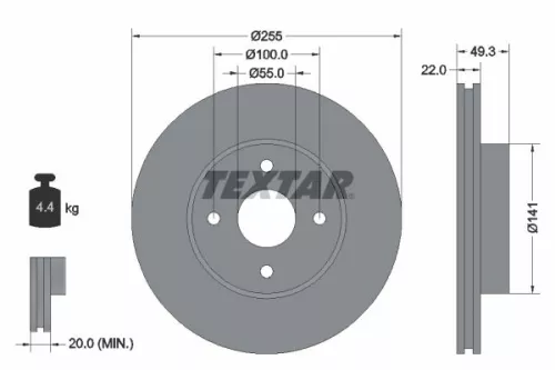 1x  TEXTAR Brake Disc