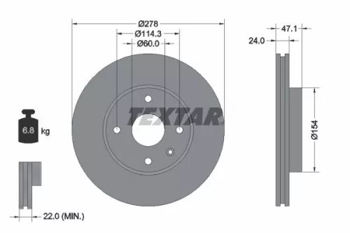 1x  TEXTAR Brake Disc