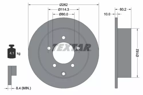 1x TEXTAR 92227403 Brake Disc