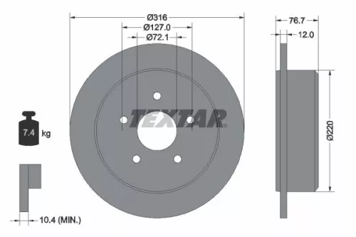 1x  TEXTAR Brake Disc