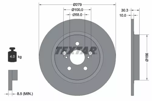 1x TEXTAR 92228303 Brake Disc