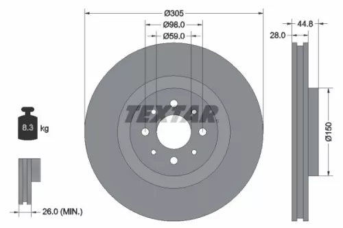 1x  TEXTAR Brake Disc