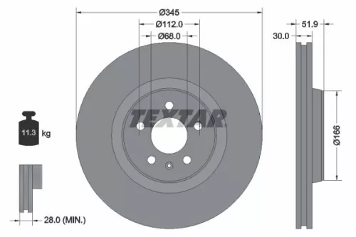 1x  TEXTAR Brake Disc