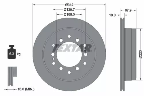 1x  TEXTAR Brake Disc