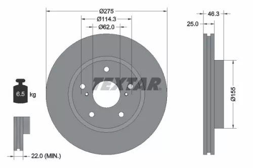 1x TEXTAR 92232703 Brake Disc