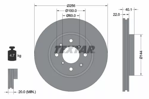 1x  TEXTAR Brake Disc