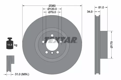 1x  TEXTAR Brake Disc