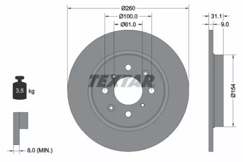 1x  TEXTAR Brake Disc