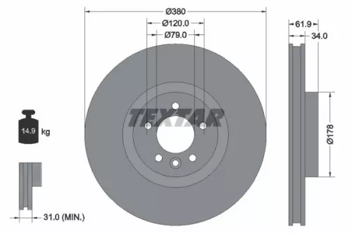 1x TEXTAR 92235605 Brake Disc
