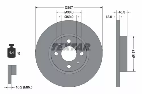 1x  TEXTAR Brake Disc