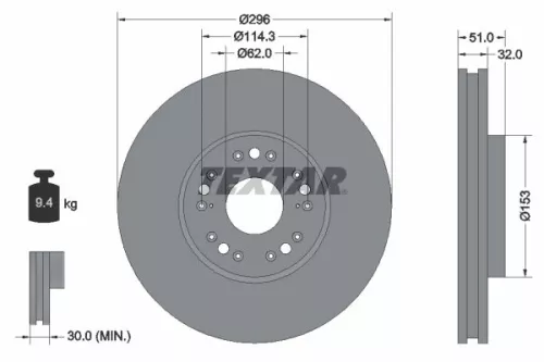 1x TEXTAR 92237503 Brake Disc