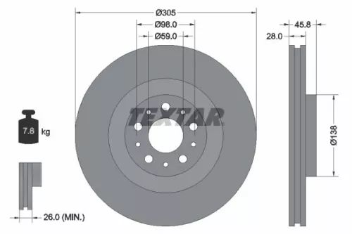 1x  TEXTAR Brake Disc