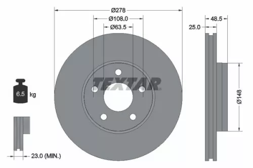 1x TEXTAR 92237703 Brake Disc