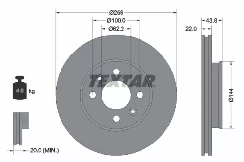 1x TEXTAR 92237903 Brake Disc