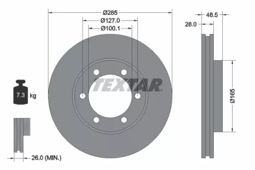 TEXTAR TEXTAR 92238100 1x TEXTAR 92238100 Brake Disc 