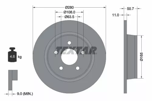 1x TEXTAR 92238903 Brake Disc