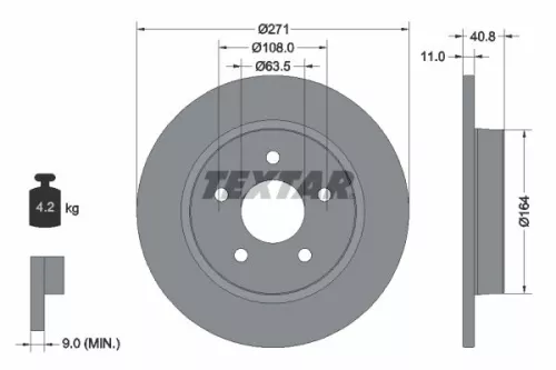 1x TEXTAR 92239003 Brake Disc