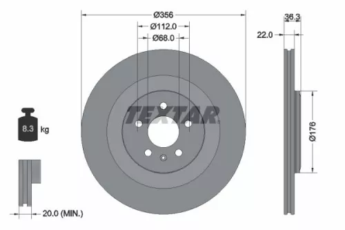 TEXTAR TEXTAR (92241803) 1x TEXTAR 92241803 Brake Disc 