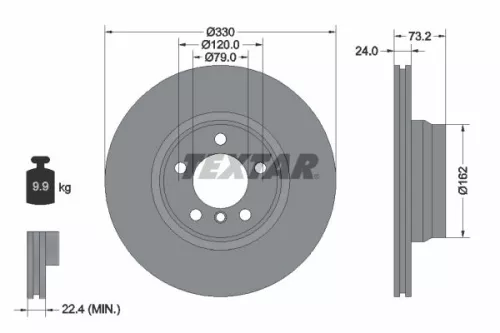 TEXTAR TEXTAR (92242005) 1x TEXTAR 92242005 Brake Disc 