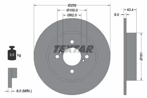 TEXTAR TEXTAR (92242303) 1x  TEXTAR Brake Disc 
