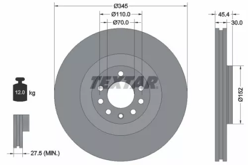 1x TEXTAR 92242403 Brake Disc