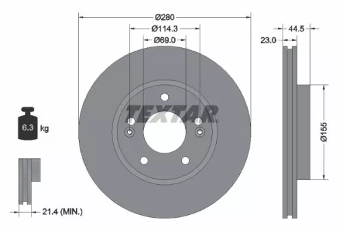TEXTAR TEXTAR (92243103) 1x TEXTAR 92243103 Brake Disc 