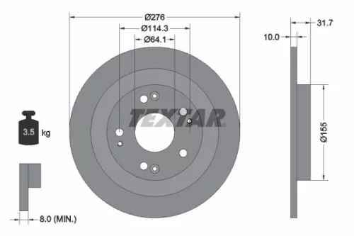 TEXTAR TEXTAR (92252603) 1x TEXTAR 92252603 Brake Disc 