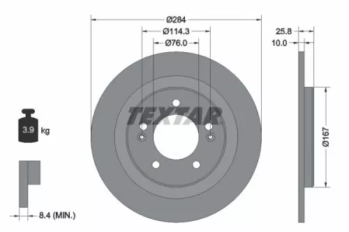 TEXTAR TEXTAR (92252703) 1x  TEXTAR Brake Disc 