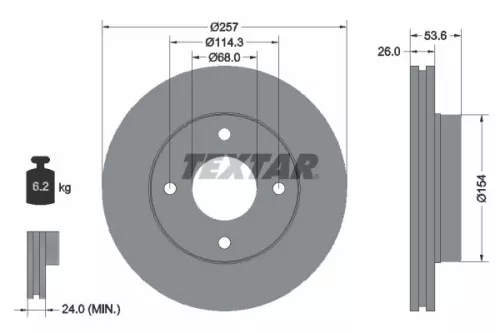 TEXTAR TEXTAR (92253103) 1x TEXTAR 92253103 Brake Disc 