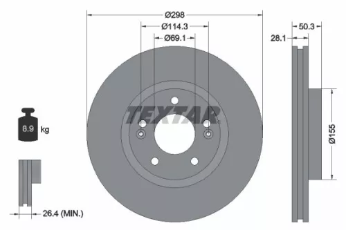 1x TEXTAR 92253603 Brake Disc
