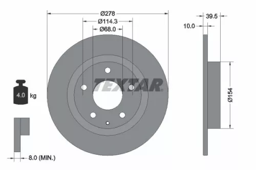 TEXTAR TEXTAR (92254703) 1x TEXTAR 92254703 Brake Disc 