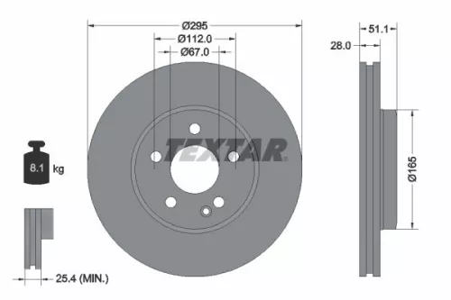 1x TEXTAR 92254803 Brake Disc
