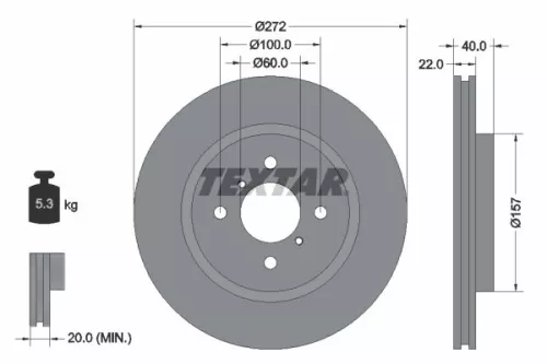 1x TEXTAR 92255303 Brake Disc