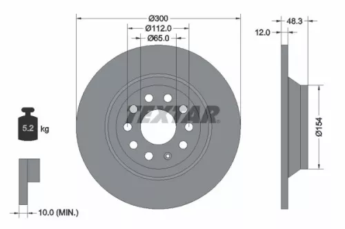 1x  TEXTAR Brake Disc 92255403 300
