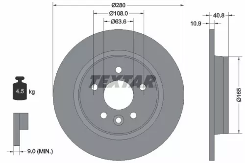 1x TEXTAR 92255603 Brake Disc