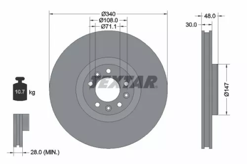 1x TEXTAR 92256003 Brake Disc